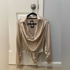 Satin cowl neck collar body suit (tall)